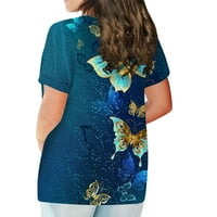 Feternalne majice za žene kratki rukav vrhovi Dressy casual tiskani V-izrez nepravilni bluza za regu