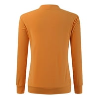 Apepal ženski casual labavi majice V izrez dugih rukava TOE TEE prugasta bluza narandžasta xl