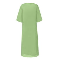 Ženske haljine labave zabave okrugli izrez srednje dužine bez rukava maxi zelena l