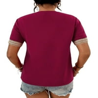 Ženske majice vrši ljetni okrugli gumb za vrat Ispis majica kratkih rukava Top bluza
