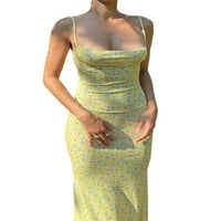 Žene Split haljine V-izrez Drop na ramenu mamur haljina, zelena-m