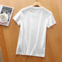 Homchy pulover Top Ženska košulja za žensku košulju Casual Labave majice rukav print v vrhovi vrata