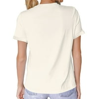 Žena plus veličina kratkih rukava cvjetna bluza Henley T-majice V tipka vrata Tuničke vrhove, m-4xl
