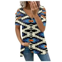 Bluze za žene, žene vintage čipke patchwork luk V-izrez Tri četvrtine bluze vrhunske majice