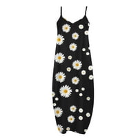 Sundress Women Beach odmor, Ženska ljetna casual maxi haljina boemijska cvjetna V izrez Dull kratki