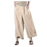 Žene satenske hlače sa satenom širokom nogom Elastične struke hlače casual pantalone