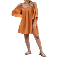 MubIneo ženske usjeve ljetne casual slim fit solidne boje kratkih rukava Osnovne majice za zabavu Srednja