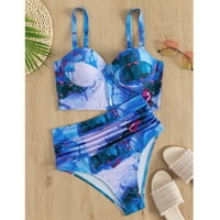 Tking Fashion Womens kupaći kostimi Solid Color Hollow Otvori Back Bikini kupaći kostim Split kupaći