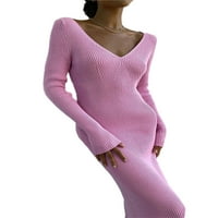 Lopecy-Sta uskršnji modni ženski rukav tiskani s dugim rukavima okrugli vrat mini haljina ušteda za