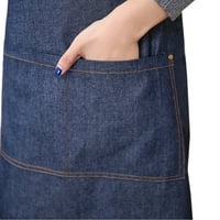Ženske oblače srednje duljine ispisano džepom V-izrez sunčane haljine s dugim rukavima Blue XL