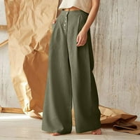 Pamučne i posteljine harunske hlače temperament obrezane hlače visoke struk labave tanke hlače ženske