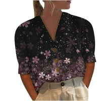 Trendy Pulover za žensku modnu labavu rukavu s kratkim rukavima s prženim rukavima majica majica