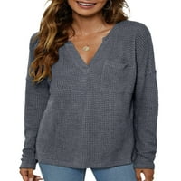 Binmer ženski dugi rukav dugim rukavima izdubljeni majica dugih rukava jeseni čvrste bluze