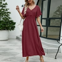 Sanviglor Women Ljeto plaže Cvjetni mini haljini kratke haljine Kaftan Travel Khaki XL