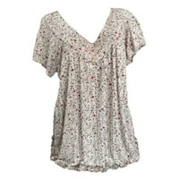 Dianli Womens Ljetna moda Plus size cvjetni print Mini haljine bez rukava okrugli izrez šuplje od sunčanja