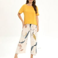 Olyvenn ženska modna elastična struka pune dužine duge hlače Ljeto casual čiste boje ravno noga pamuk