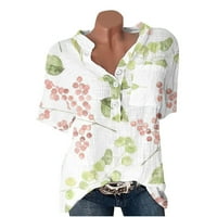 Hesxuno Plus veličine za žene Ljetni modni ispisani t majica Labavi V izrez kratkih rukava Bluze Dame