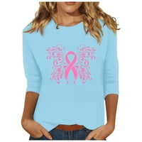 Košulje od raka dojke Bidobibo za žene majica za majicu s dugim rukavima košulja dugih rukava s ružičastim