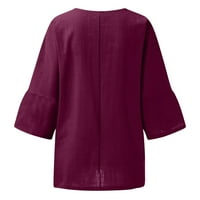 Feterrnal Fashion Wotna majica bluza Cvjetni ispis Vintage kratki rukav Okrugli vrhovi vrata ženske