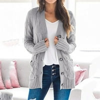 Homodles Cardigan džemperi za žene - labavo jedino kolor kardigan siva veličina L