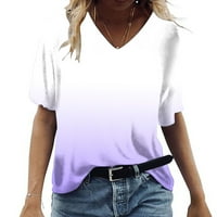 COUTGO Ženska modna kožnica za košulje od kratkih rukava V-izrez, majica s kratkim rukavima